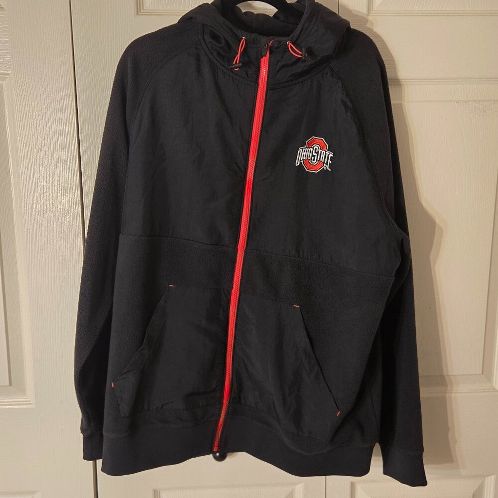 Ohio State Buckeyes Hybrid Fleece Zip-Up Jacket Hoodie Men’s XL Black Red
